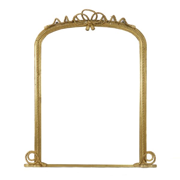 A LARGE VICTORIAN GILT FRAMED OVERMANTEL MIRROR