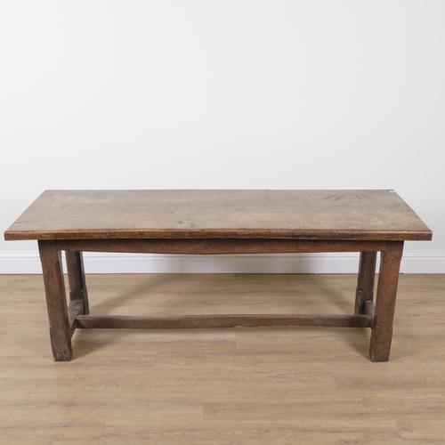 A 17TH CENTURY OAK SINGLE PLANK REFECTORY TABLE