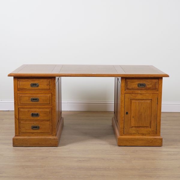 A MODERN ASH AND OAK WRITING DESK