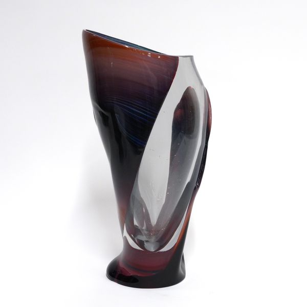 DINO ROSIN (ITALIAN, B. 1948): A MURANO CALCEDONIA GLASS VASE OF LARGE SIZE