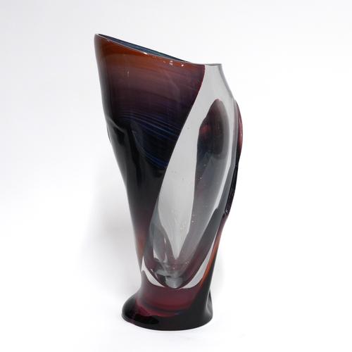 DINO ROSIN (ITALIAN, B. 1948): A MURANO CALCEDONIA GLASS VASE OF LARGE SIZE