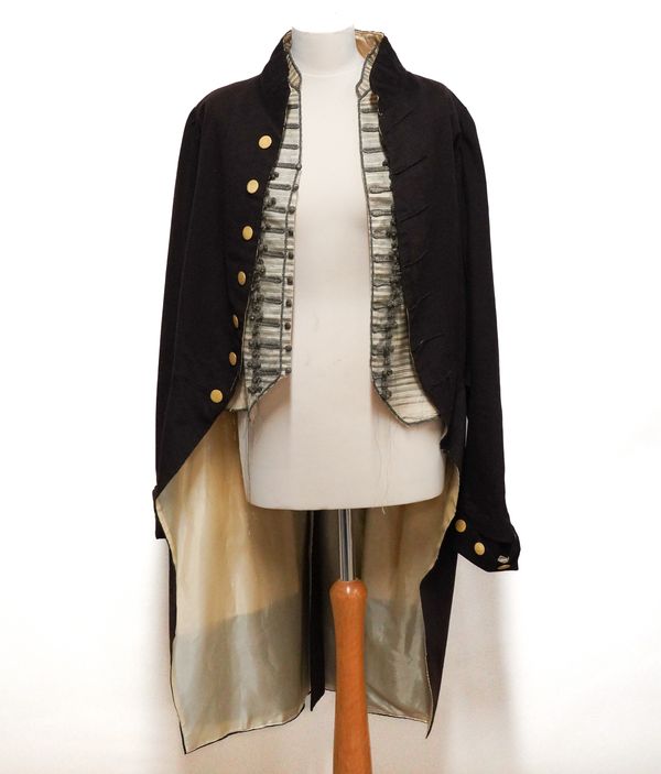 A GEORGE III STYLE WOOL COAT AND OTHER TEXTILES (7)