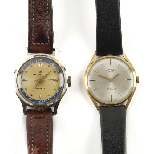 A ROTARY 14CT GOLD CASED GENTLEMAN'S WRISTWATCH AND AN INGERSOLL WRISTWATCH (2)