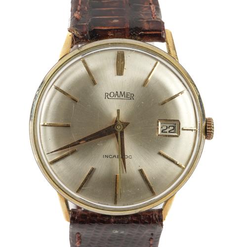 A ROAMER GOLD CIRCULAR CASED GENTLEMAN'S WRISTWATCH