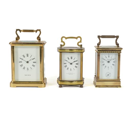 MAPPIN & WEBB: A BRASS CASED CARRIAGE CLOCK AND TWO OTHERS (3)
