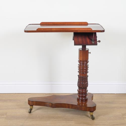 A GEORGE IV MAHOGANY ADJUSTABLE READING TABLE