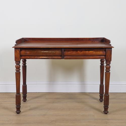 A VICTORIAN MAHOGANY TWO DRAWER SIDE TABLE