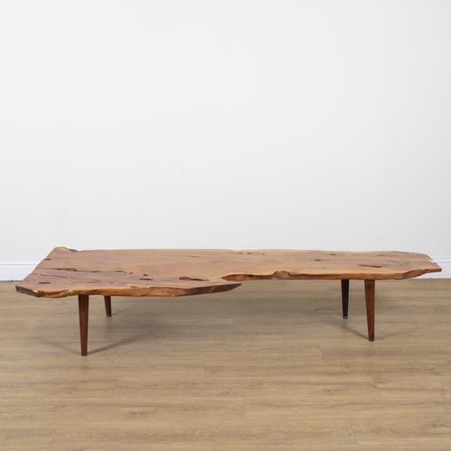 A YEW WOOD SLAB COFFEE TABLE