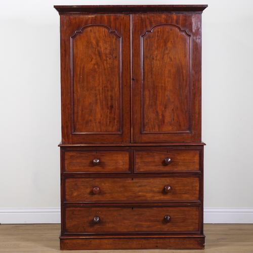 A VICTORIAN MAHOGANY LINEN PRESS