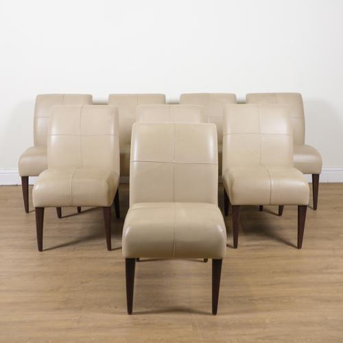 FENDI; A SET OF EIGHT CREAM LEATHER UPHOLSTERED DINING CHAIRS (8)