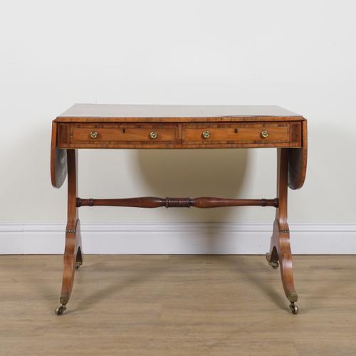 A REGENCY BRASS INLAID MAHOGANY SOFA TABLE