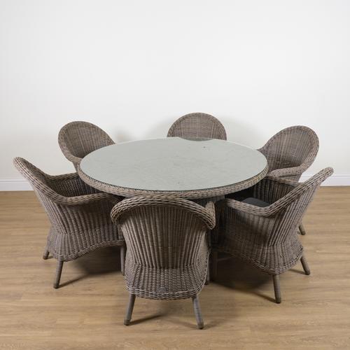 BRIDGMAN; A RATTAN CIRCULAR GARDEN TABLE (7)