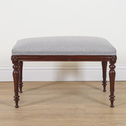 A ROSEWOOD FRAMED RECTANGULAR FOOTSTOOL