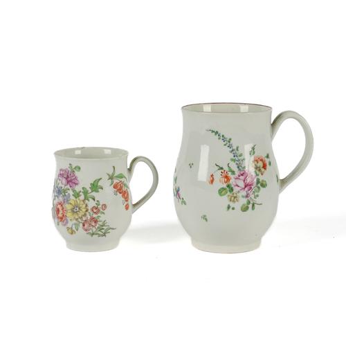 TWO WORCESTER POLYCHROME BALUSTER MUGS (2)