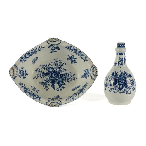 A WORCESTER BLUE AND WHITE GUGLET AND BASIN PRINTED WITH THE `PINECONE' PATTERN (2)
