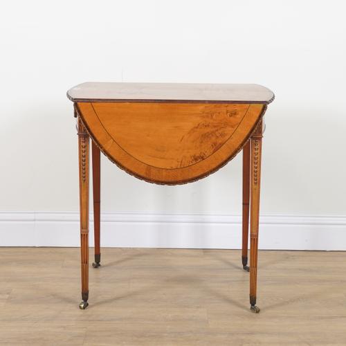 A GEORGE III INLAID AND CROSS-BANDED SATINWOOD PEMBROKE TABLE