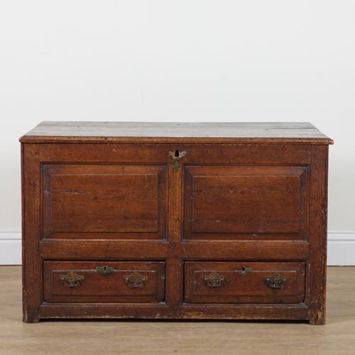 A GEORGE III FRUITWOOD AND PINE MULE CHEST