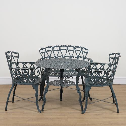 A SUITE OF GREEN PAINTED METAL GARDEN FURNITURE (4)