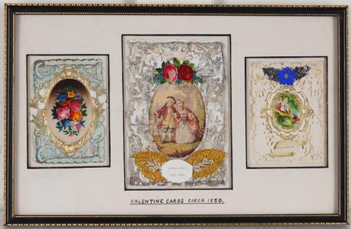 A VICTORIAN COLLECTION OF FRAMED VALENTINE'S CARDS (7)