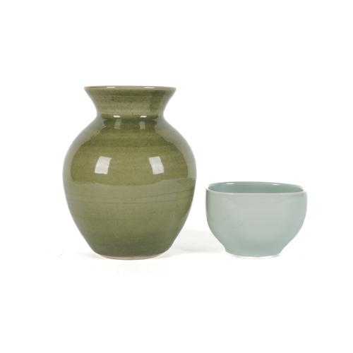 A DIANA PAYTON CELADON GLAZED STONEWARE VASE