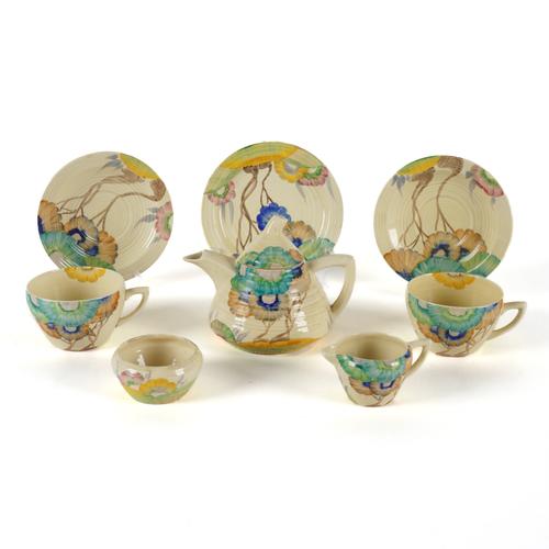 AN ART DECO CLARICE CLIFF 'VISCARIA' PATTERN PART CABARET TEA SET (9)