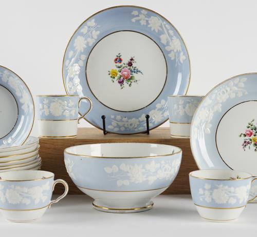 A SPODE `MARITIME ROSE' PATTERN PART TEA AND COFFEE SERVICE ( 27)