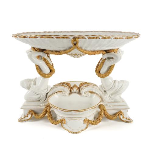 A LARGE VICTORIAN GILT PORCELAIN CENTREPIECE