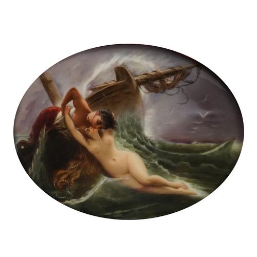 A GERMAN PORCELAIN OVAL PLAQUE