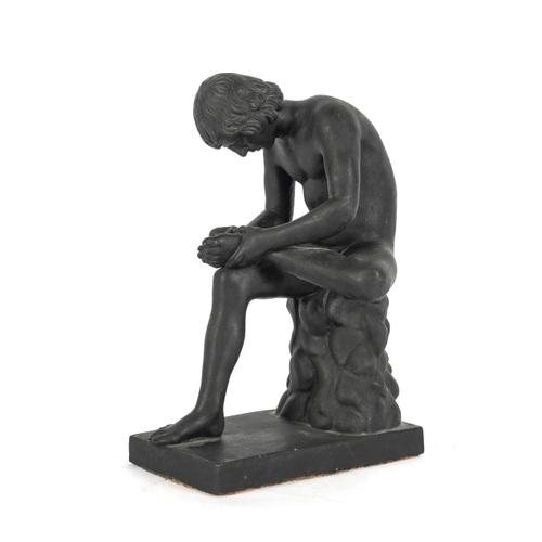 GIUSTINIANI: A NEAPOLITAN BLACK TERRACOTTA FIGURE OF SPINARIO OF GRAND TOUR INTEREST