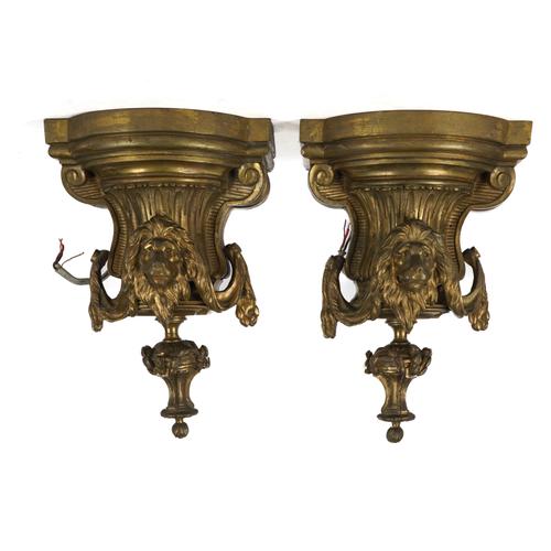 A PAIR LOUIS XVI STYLE GILT-BRONZE WALL LIGHTS (2)