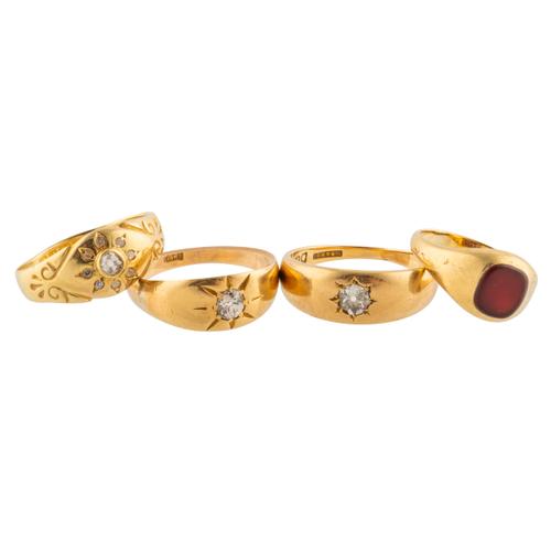 FOUR 18CT GOLD RINGS (4)