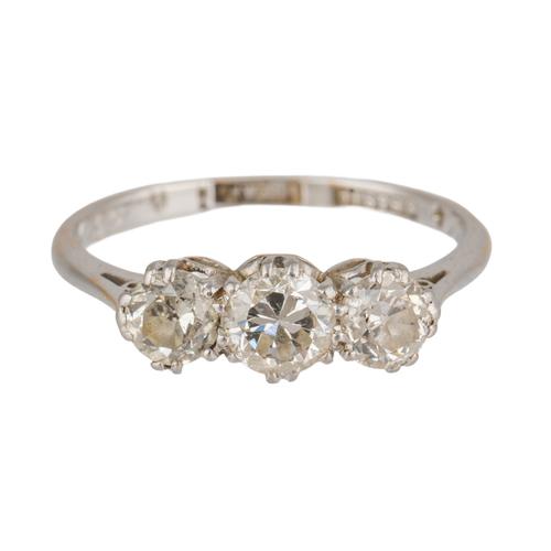 A THREE STONE DIAMOND RING