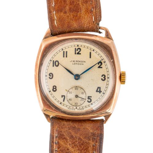 A J W BENSON LONDON 9CT GOLD CASED WRISTWATCH