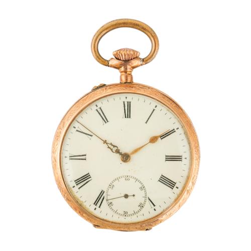A GOLD CASED, KEYLESS WIND, OPENFACED POCKET WATCH
