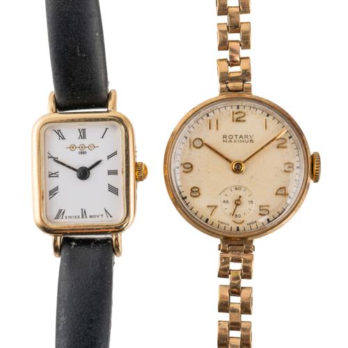 TWO LADY'S GOLD WATCHES