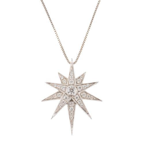 A WHITE GOLD AND DIAMOND SET STAR PENDANT NECKLACE (2)