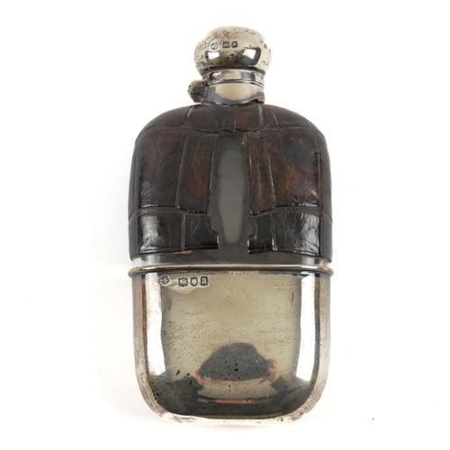 A LATE VICTORIAN SILVER MOUNTED GLASS SPIRIT FLASK