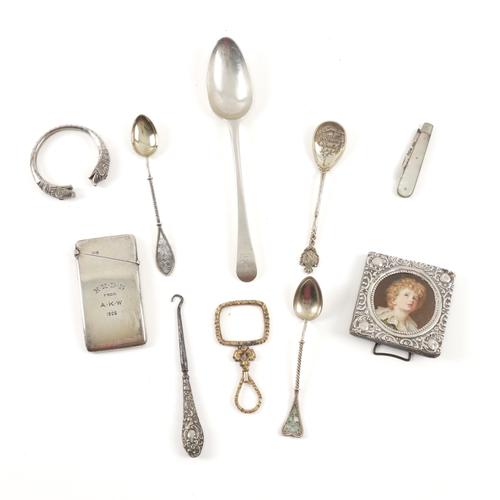A SILVER VISITING CARD CASE AND NINE FURTHER ITEMS (10)