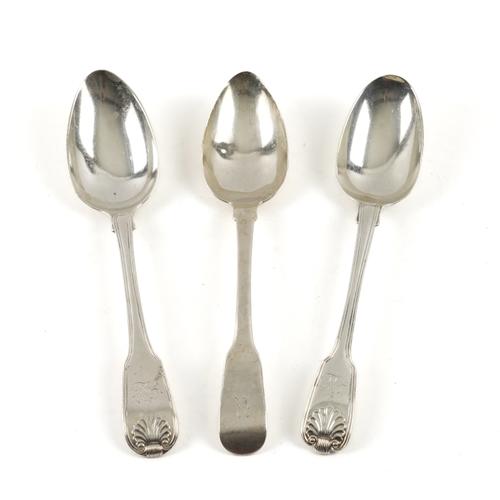 THREE VARIOUS SILVER TABLESPOONS (3)