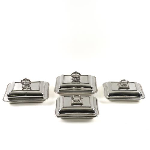 TWO PAIRS OF PLATED LIDDED ENTREE DISHES (8)
