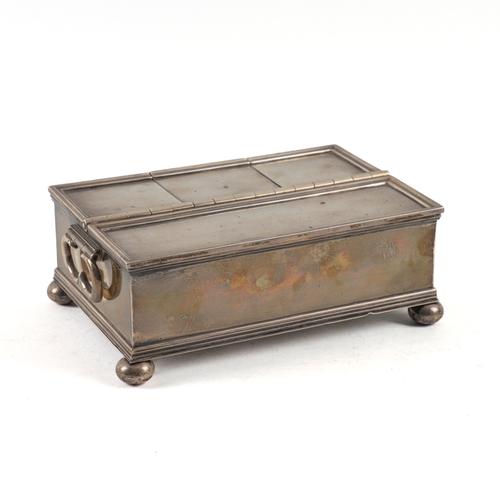 A SILVER TWIN HANDLED DESK BOX
