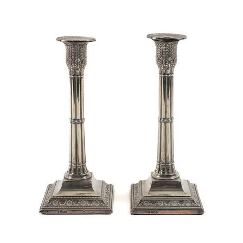 A PAIR OF SILVER TABLE CANDLESTICKS (2)