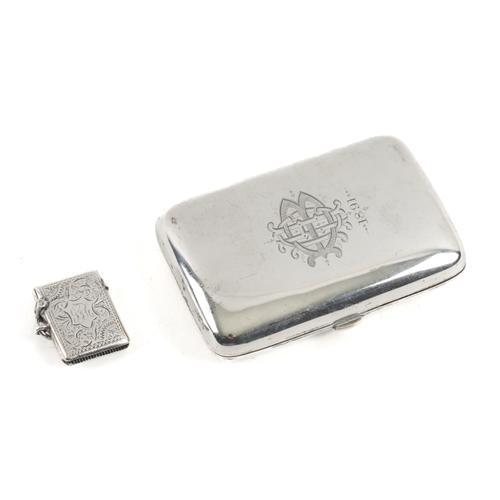 A SILVER CIGAR CASE AND A SILVER VESTA CASE (2)