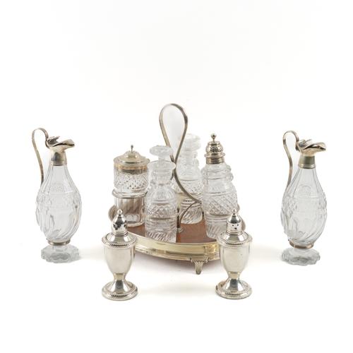 A GROUP OF SILVER MOUNTED CONDIMENTS AND FURTHER ITEMS (9)