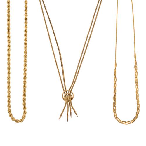 THREE 9CT GOLD NECKLACES