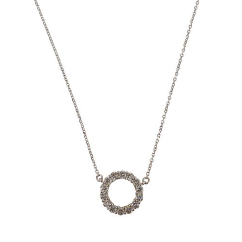 AN 18CT WHITE GOLD AND DIAMOND CIRCULAR PENDANT NECKLACE