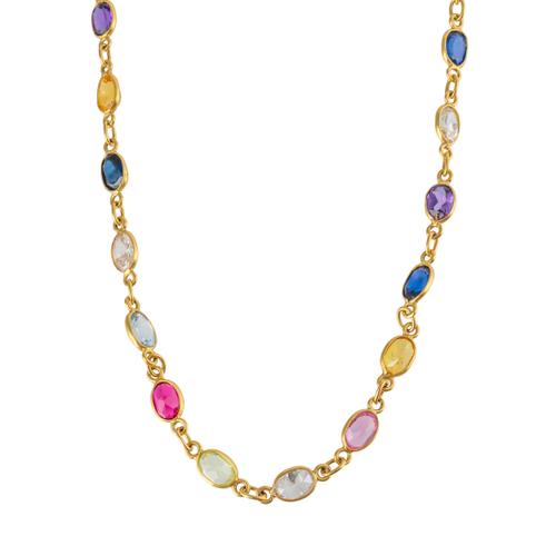 A GOLD AND GEM SET NECKLACE