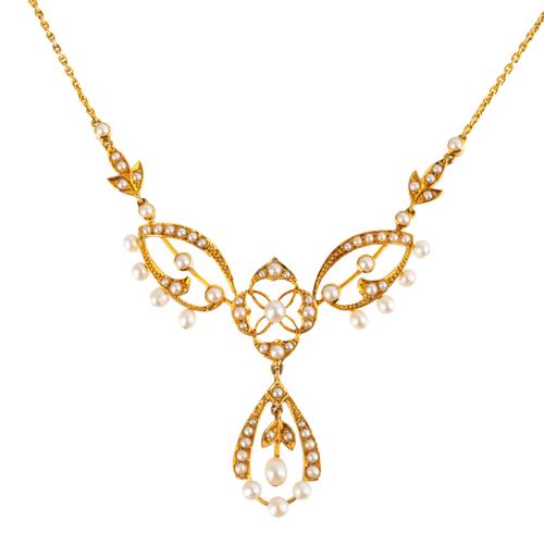 AN EDWARDIAN PEARL SET NECKLACE WITH A BOX (2)