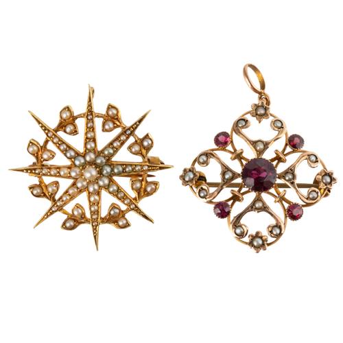 TWO EDWARDIAN PENDANT BROOCHES (2)
