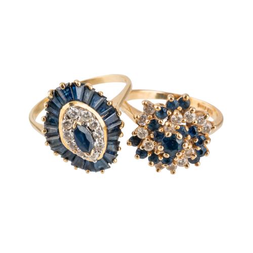 TWO SAPPHIRE AND DIAMOND RINGS (2)